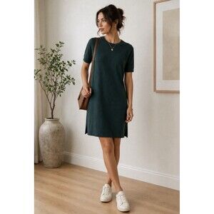 Equipment Femme Cashmere Blend Dress Womens M Green Knit T Shirt Dress Minimal